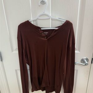 Old Navy Chocolate Brown Long-Sleeve Henley